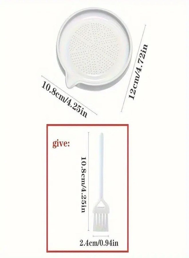 FEBLICH Ceramic Garlic Grater Plate with Brush Manual Crusher Grinder Tool for Ginger, Garlic, Turmeric, Nutmeg, Fruits & Vegetables Durable, Easy to Clean, Non-Slip Kitchen Utensil (Medium) - Image 3